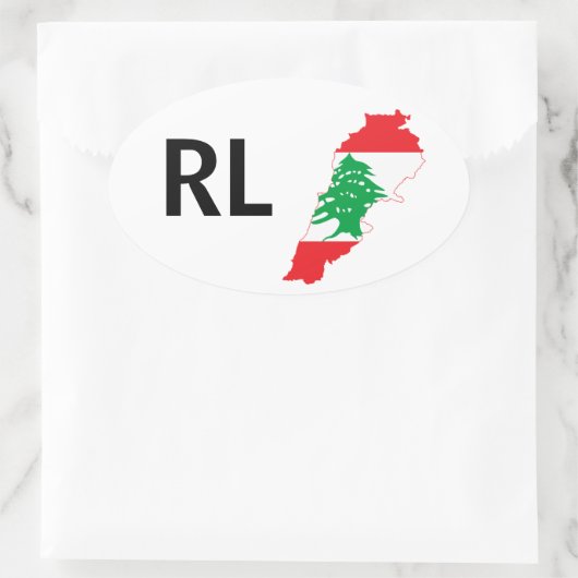 VIER Libanon Flag Map Ovaler Aufkleber (Tasche)