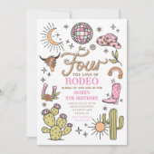 Vier Liebe Rodeo Disco Cowgirl Geburtstag Einladung (Vorderseite)