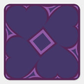 Vier Lila Herzmuster Quadratischer Aufkleber (Vorderseite)