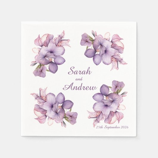 Vier Lilah-Blume: Personalisierte Hochzeit von Nap Serviette (Vorderseite)