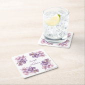 Vier Lilah-Blume: Personalisierte Hochzeiten Unter Rechteckiger Pappuntersetzer (Vor Ort)