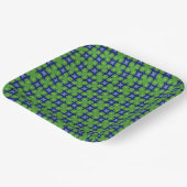 Vier linke Klappen auf blauem, wiederholtem Druck Pappteller (Gewinkelt)