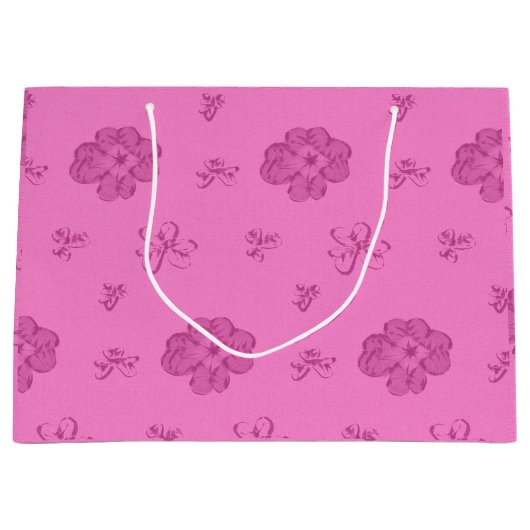 Vier-Links-Kleeblatt rosa Große Geschenktüte (Vorderseite)