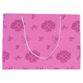 Vier-Links-Kleeblatt rosa Große Geschenktüte (Rückseite)