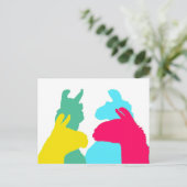 Vier Llamas in vier Lama-Farben - ein fett grafisc Postkarte (Stehend Vorderseite)