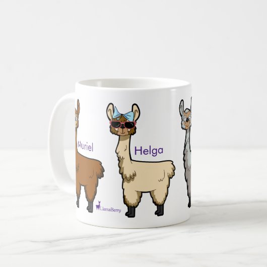 Vier Llamas-Tasse Kaffeetasse (Vorderseite Links)