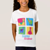 Vier Llamas, vier Farben, ein Lama-Licious-Design T-Shirt (Vorderseite)