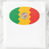 VIER Los Angeles Flag Ovaler Aufkleber (Tasche)