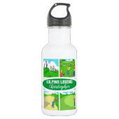 Vier lustige Golf-Cartoon Edelstahlflasche (Vorderseite)