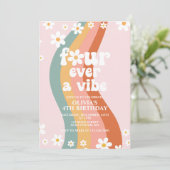 Vier mal ein Halbschwanz Regenbogen 4. Geburtstag Einladung (Stehend Vorderseite)