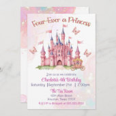 Vier Mal eine Prinzessin 4. Geburtstag Einladung (Vorne/Hinten)