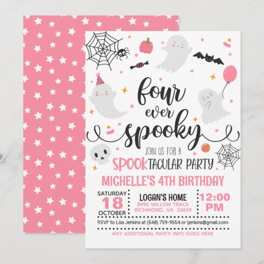 Vier mal gespenstische Einladung zum Geburtstag -  (Vorne/Hinten)