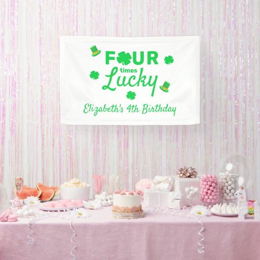 Vier Mal Glück 4. Geburtstag Banner (Party)