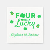 Vier Mal Glück 4. Geburtstag Serviette (Vorderseite)
