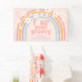 Vier mal Groovy Pastel Regenbogen 4. Geburtstag Banner (Insitu)