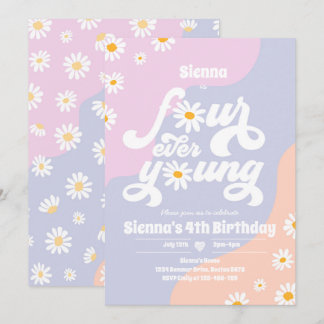 Vier mal jung 4. Geburtstag Party Boho Daisy Einladung