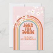 Vier mal Junge Sommerregenbogen 4. Geburtstag Einladung (Vorderseite)