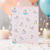 VIER Mal Magical Unicorn Niedlich Girl 4. Geburtst Einladung