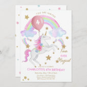 Vier Mal magisch, vierter Geburtstag Einladung (Vorne/Hinten)