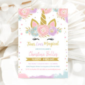 Vier mal magische Einhorn Geburtstag Einladung