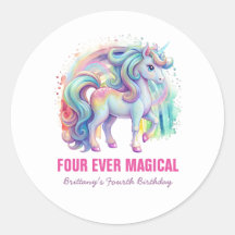 Vier mal magische Pastel Unicorn Vierten Geburtsta