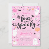 Vier Mal Niedliche Halloween Ghost 4. Geburtstag Einladung (Vorderseite)