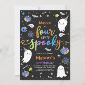 Vier Mal Niedliche Halloween Ghost 4. Geburtstag Einladung (Vorderseite)