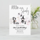 Vier Mal pinkfarbenes Mädchen zwischen dem 4. Gebu Einladung (Stehend Vorderseite)