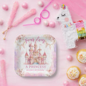 Vier Mal pro Princess Pink Castle Girl 4. Geburtst Pappteller (Party)
