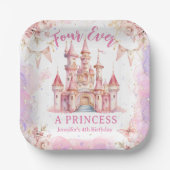 Vier Mal pro Princess Pink Castle Girl 4. Geburtst Pappteller (Vorderseite)