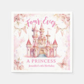 Vier Mal pro Princess Pink Castle Girl 4. Geburtst Serviette (Vorderseite)