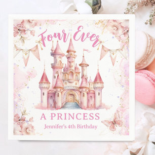 Vier Mal pro Princess Pink Castle Girl 4. Geburtst Serviette
