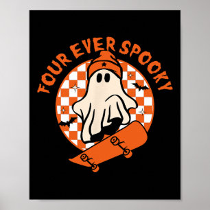 Vier Mal Spooky 4. Geburtstag Halloween Skateboard Poster