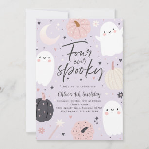 Vier Mal Spooky Boho Halloween Ghost 4. Geburtstag Einladung