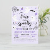 Vier Mal Spooky Einladung - Mädchen (Lila) (Stehend Vorderseite)