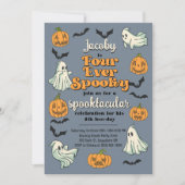 Vier Mal Spooky Ghost Halloween 4. Geburtstag Einladung (Vorderseite)