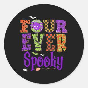 Vier Mal Spooky Ghost Halloween 4. Geburtstag Teil Runder Aufkleber