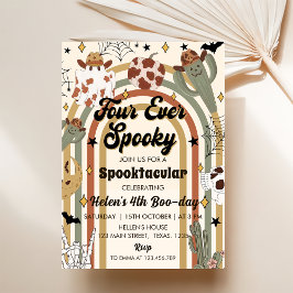 Vier mal Spooky Groovy Cactus Halloween Geburtstag Einladung