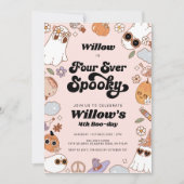 Vier mal Spooky Groovy Halloween Geburtstag Einladung (Vorderseite)