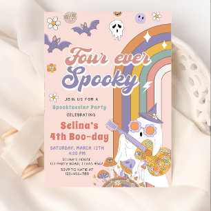 Vier Mal Spooky Groovy Halloween Ghost Geburtstag Einladung