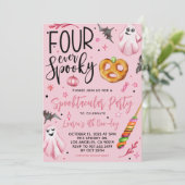 Vier Mal Spooky Halloween Geburtstag Einladung (Stehend Vorderseite)
