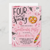 Vier Mal Spooky Halloween Geburtstag Einladung (Vorne/Hinten)