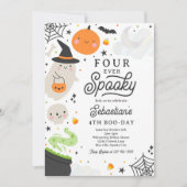 Vier Mal Spooky Halloween Ghost 4. Geburtstag Einladung (Vorderseite)