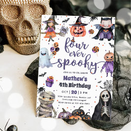 Vier Mal Spooky Halloween Ghost 4. Geburtstag Einladung