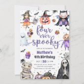 Vier Mal Spooky Halloween Ghost 4. Geburtstag Einladung (Vorderseite)