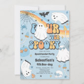 Vier mal Spooky Halloween Groovy Ghost Geburtstag Einladung (Vorderseite)