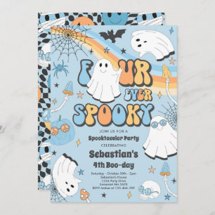 Vier mal Spooky Halloween Groovy Ghost Geburtstag Einladung
