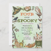 Vier mal Spooky Hexe Halloween 4. Geburtstag Einladung (Vorderseite)