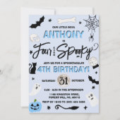 Vier Mal Spooky! Jungs Halloween 4. Geburtstag Einladung (Vorderseite)