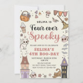 Vier Mal Spooky Niedlich Ghost Halloween Geburtsta Einladung (Vorderseite)